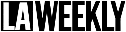 A black and white logo with the word la weekly.